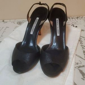Manolo Blahnik Black snakeskin sandals